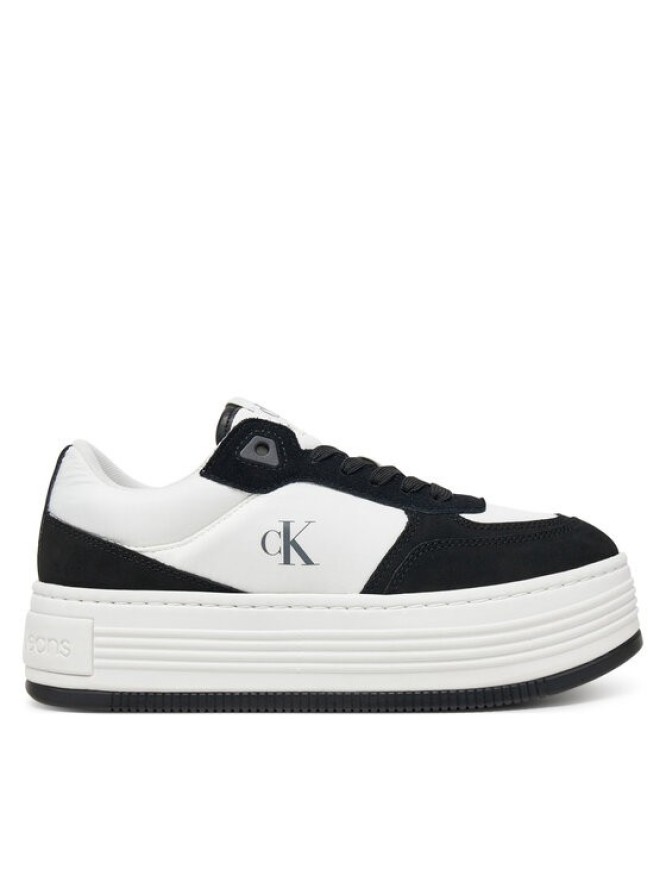 Calvin Klein Jeans Sneakersy Bold Flatf Low Lace Mix YW0YW01742 Biały