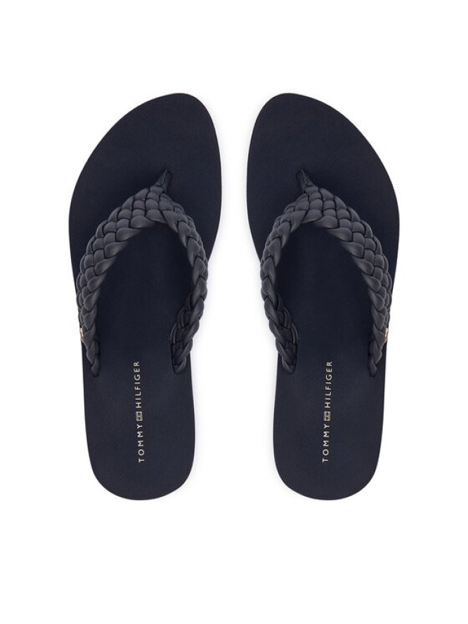 Tommy Hilfiger Japonki Th Wedge Cornrow Beach Sandal FW0FW09037 Granatowy