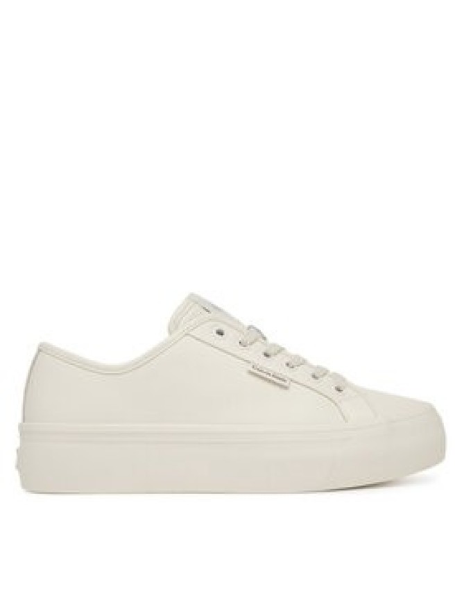 Calvin Klein Sneakersy Vulc Flatf Lace Up Lth YW0YW01932 Biały