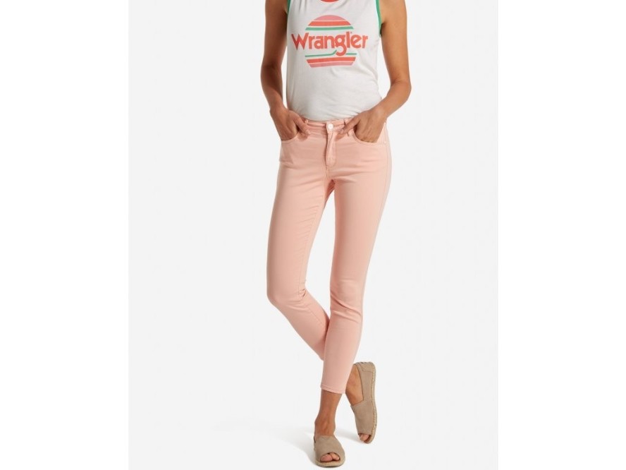 SPODNIE DAMSKIE WRANGLER SKINNY CROP PEACH W28MHL53X 112128461