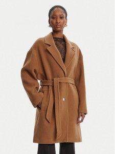 PINKO Płaszcz wełniany 105685 A2SM Brązowy Regular Fit