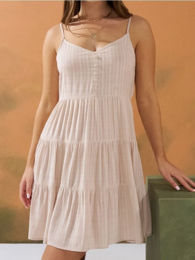 Sukienka mini z efektem stopniowania - beżowy