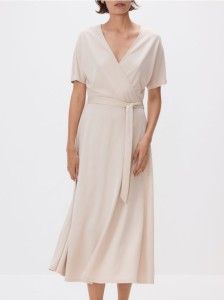 Sukienka midi z modalem - kremowy