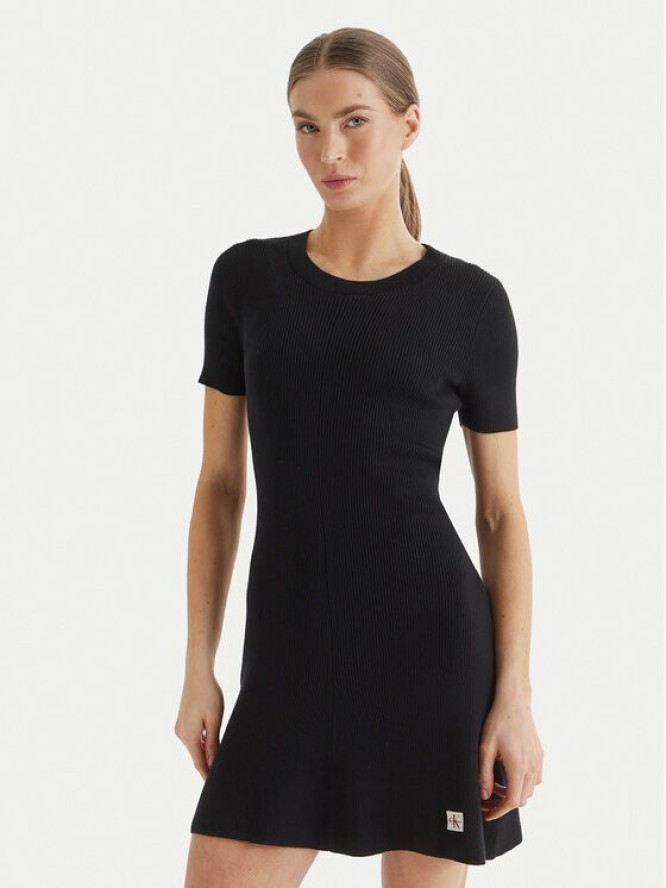 Calvin Klein Jeans Sukienka dzianinowa LV047F325G Czarny Slim Fit