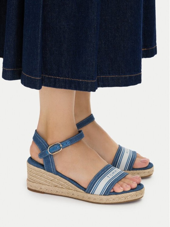 Tommy Hilfiger Espadryle Mid Wedge Espad Webbing FW0FW09230 Niebieski