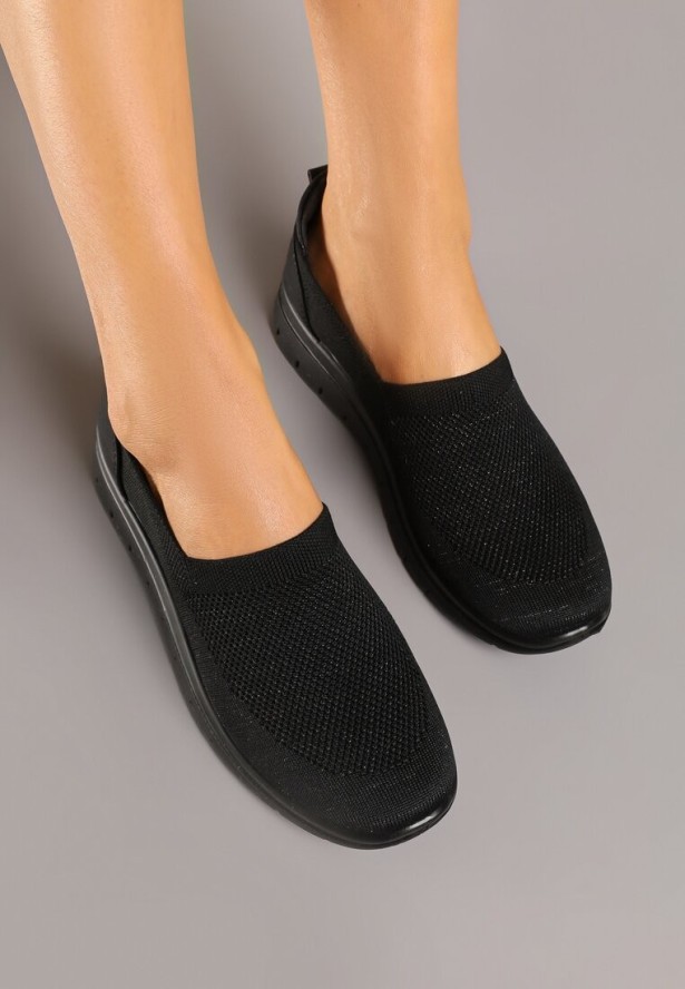 Czarne Tenisówki Ozdobione Siateczkową Wstawką Boreldi