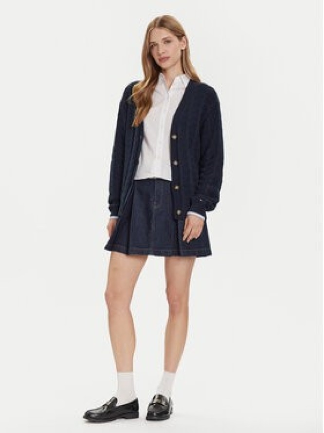 Tommy Jeans Kardigan Cable DW0DW21681 Granatowy Relaxed Fit