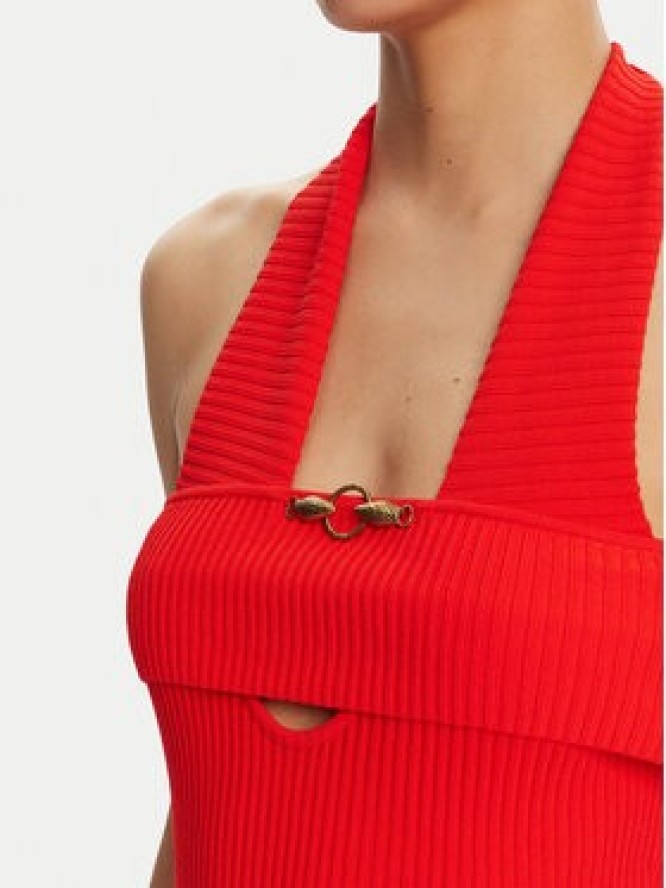 Just Cavalli Sukienka dzianinowa 78PAOM19 Czerwony Slim Fit