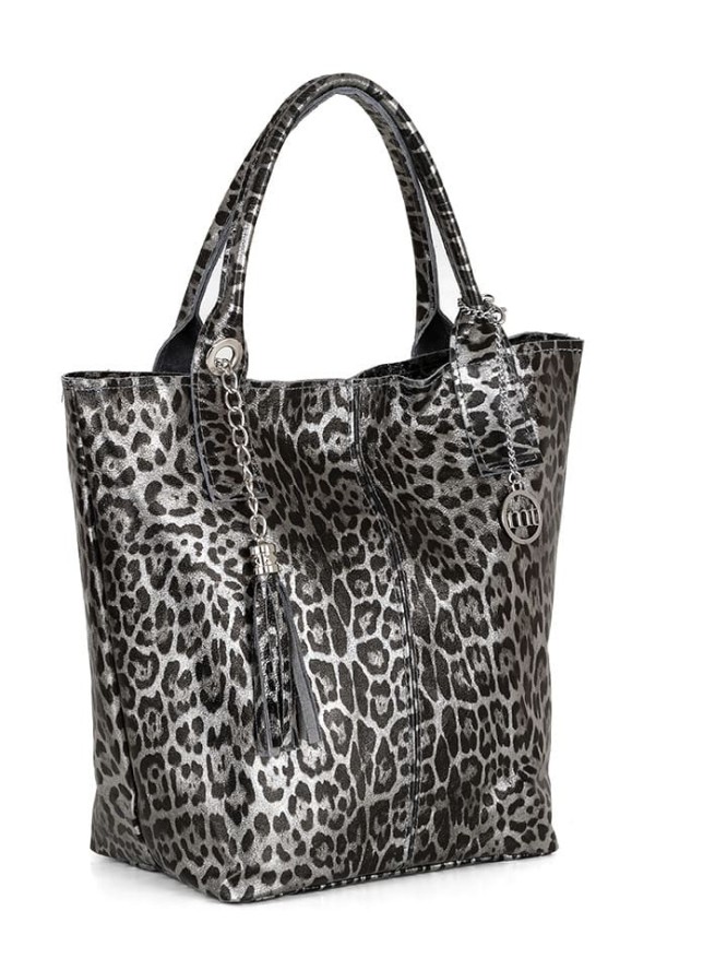 Mia Tomazzi Skórzany shopper bag "Barozzi" w kolorze szarym - 31 x 36 x 20 cm rozmiar: onesize