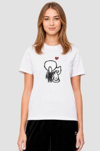 KARL LAGERFELD Biały damski t-shirt z nadrukiem Ikon Valentine, Rozmiar S
