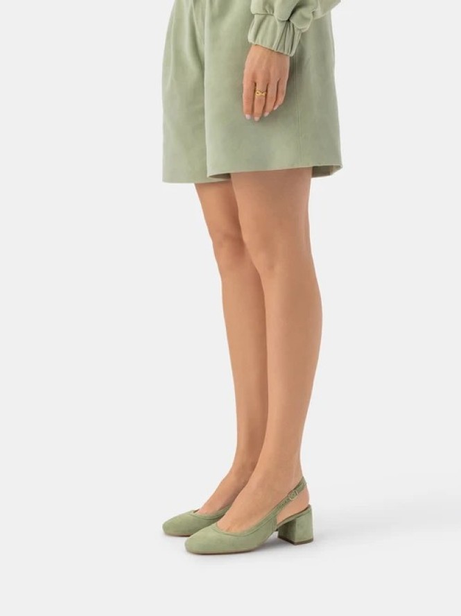 Jasnozielone czółenka bez piety slingback