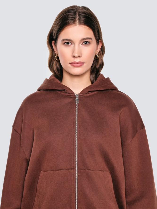 Bluza damska rozpinana z kapturem brązowa Marta 804