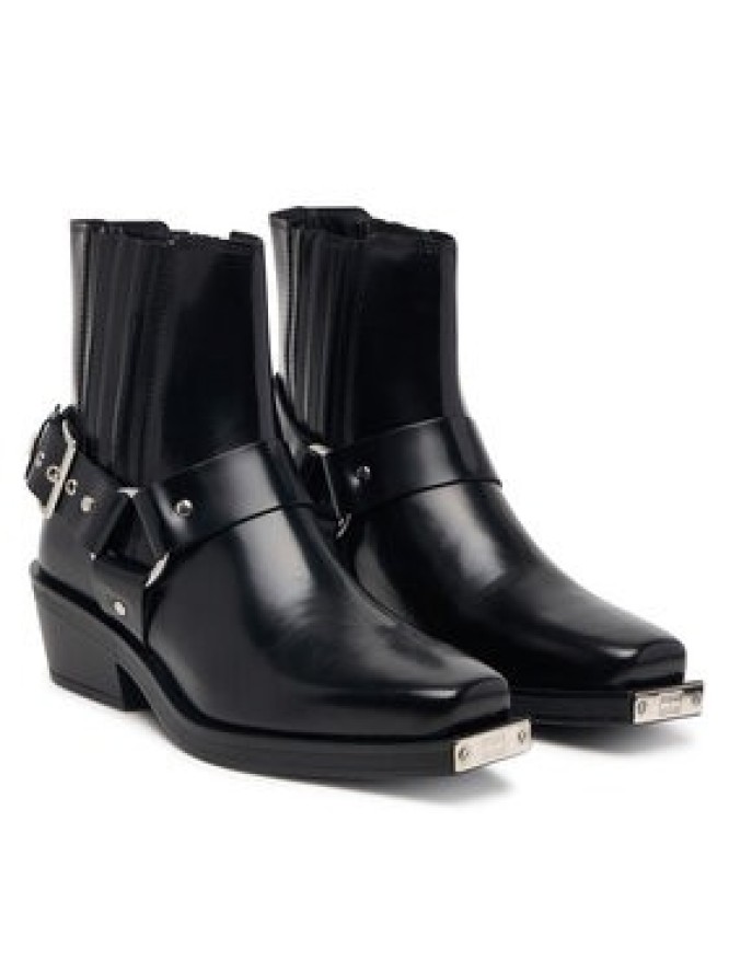 Tommy Jeans Botki Tjw Buckle Leather Cowboy Boots EN0EN03143 Czarny