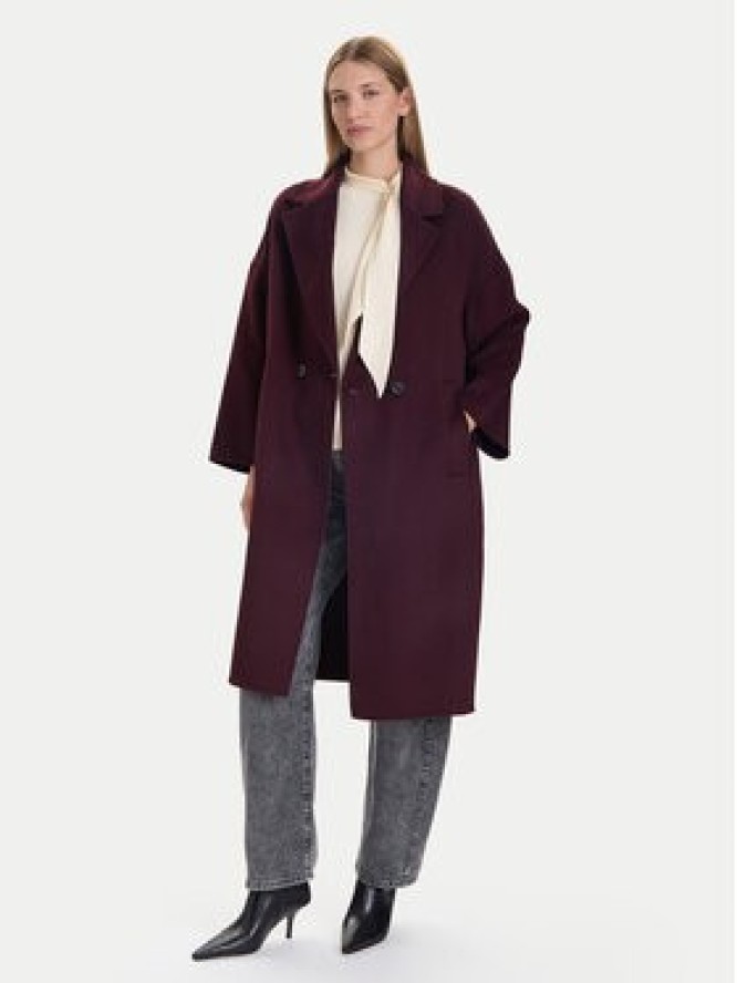 ViCOLO Płaszcz wełniany TF0003 Bordowy Regular Fit
