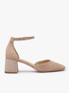 Beżowe czółenka slingback bez pięty
