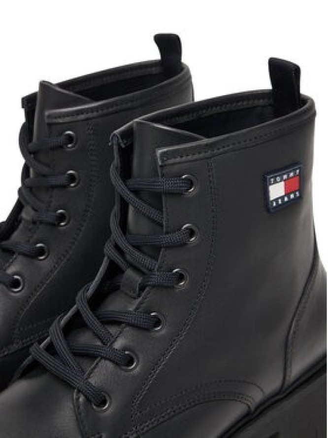 Tommy Jeans Trapery Tjw Lace Up Leather Boot EN0EN02824 Czarny
