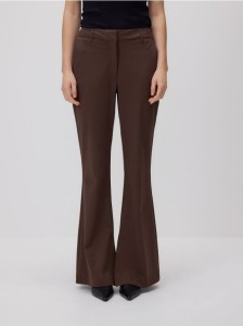 Spodnie flare z wiskozą - brązowy