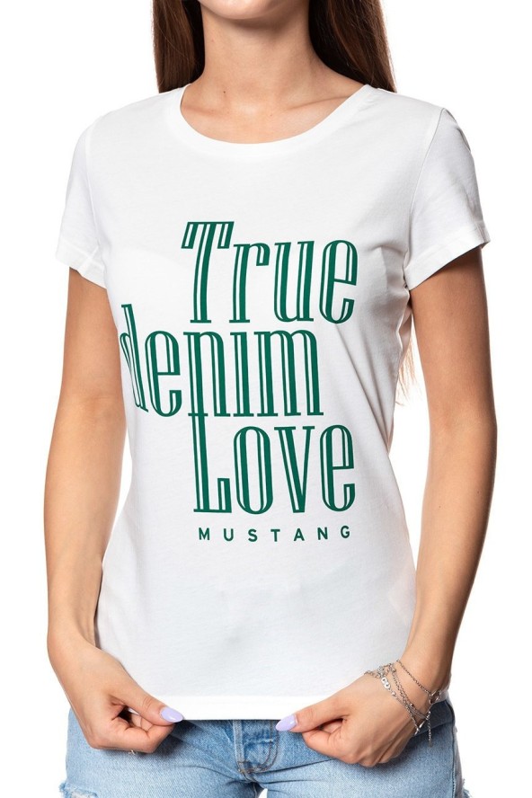 MUSTANG T SHIRT DAMSKI Alexia C Print Cloud Dancer 1008971 2020