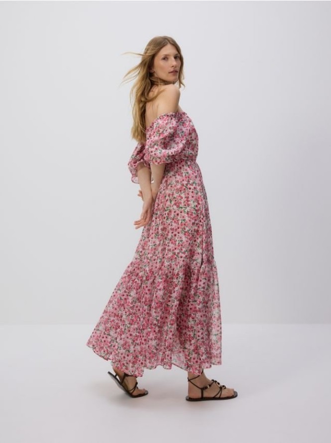 Wzorzysta sukienka maxi - wielobarwny