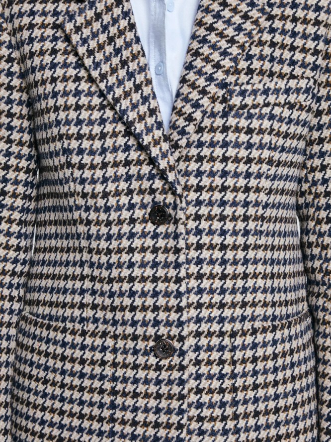 Marynarka damska slim w pepitkę z dodatkiem wełny Neida 000