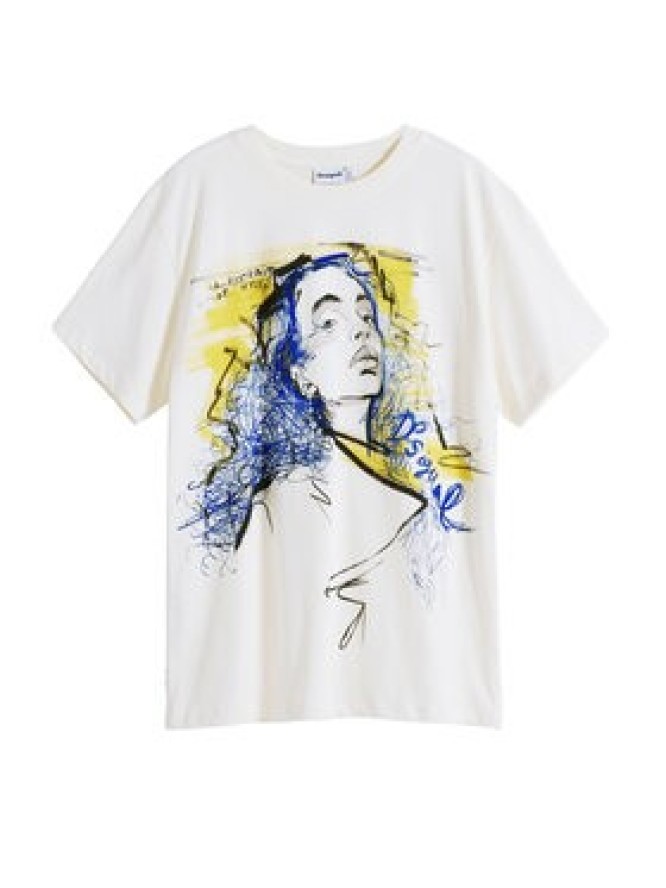 Desigual T-Shirt Portrait 25WWTK05 Biały Loose Fit