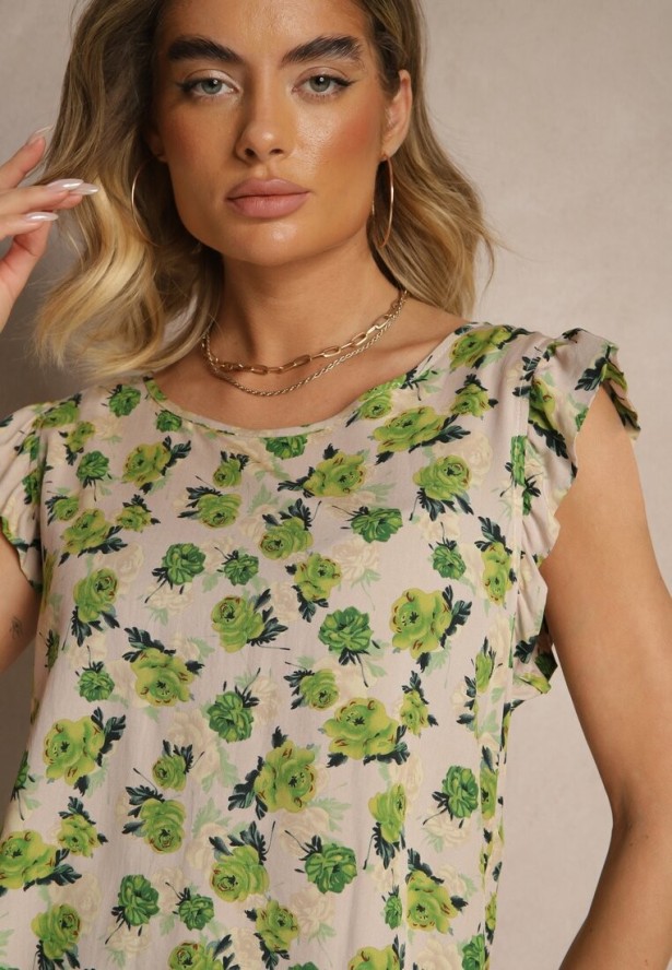 Zielona Kwiatowa Bluzka z Bawełny Ulosirenia