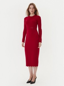 TWINSET Sukienka dzianinowa 252TP3040 Czerwony Slim Fit