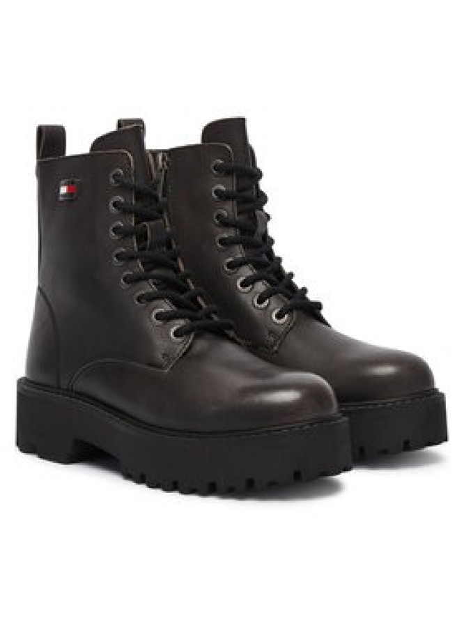 Tommy Jeans Trapery Tjw Platform Brushed Lth Boots EN0EN03141 Czarny