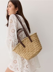 Pleciona torebka - kremowy