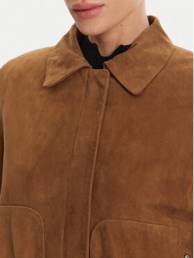 Serge Pariente Kurtka skórzana Clothilde Vs Brązowy Regular Fit