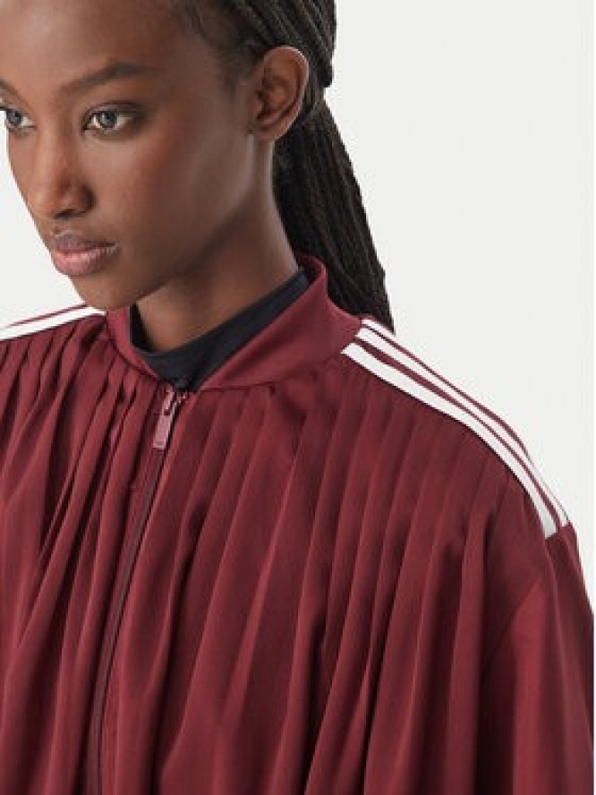 adidas Bluza Satin Pleated Track Top LG4080 Bordowy Relaxed Fit