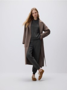 Dzianinowe spodnie jogger - ciemnoszary