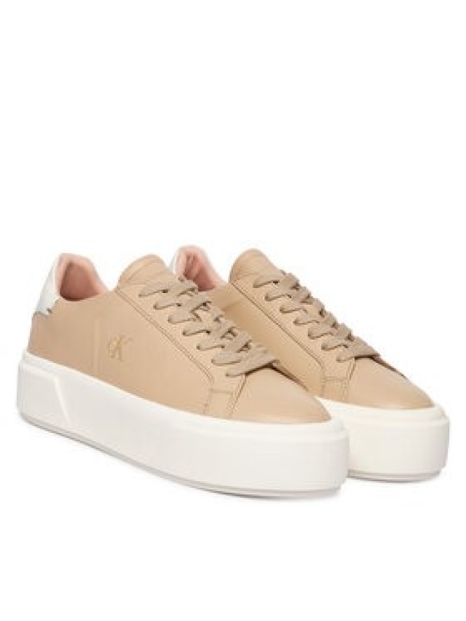Calvin Klein Sneakersy Flatform Lace Up Lth YW0YW01928 Beżowy