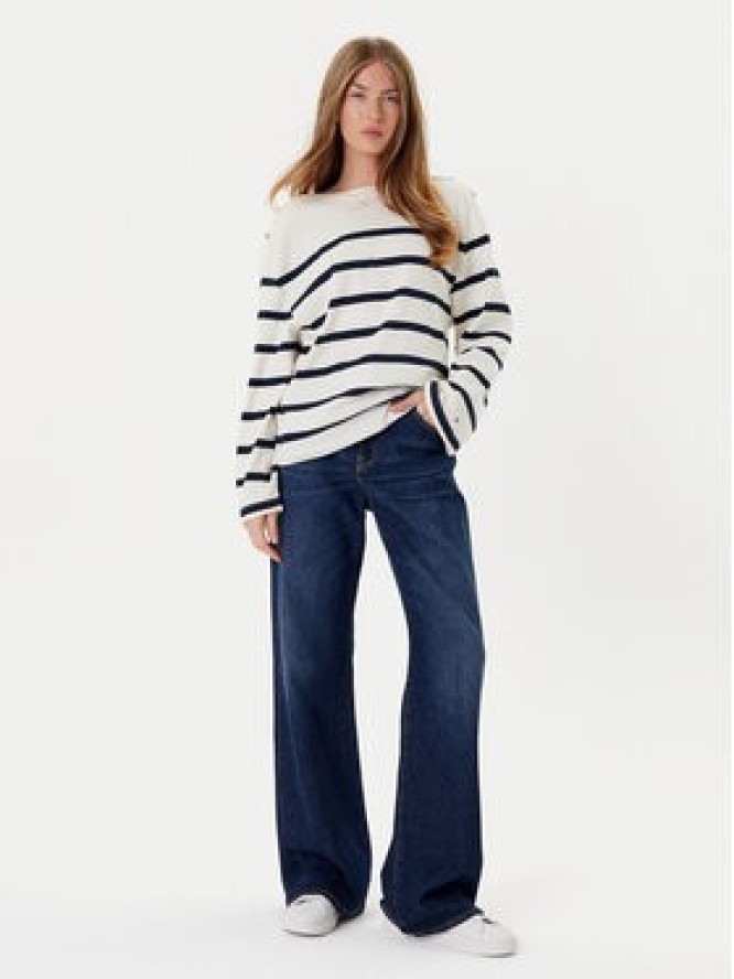 Tommy Hilfiger Bluzka Gold Button WW0WW45760 Écru Relaxed Fit