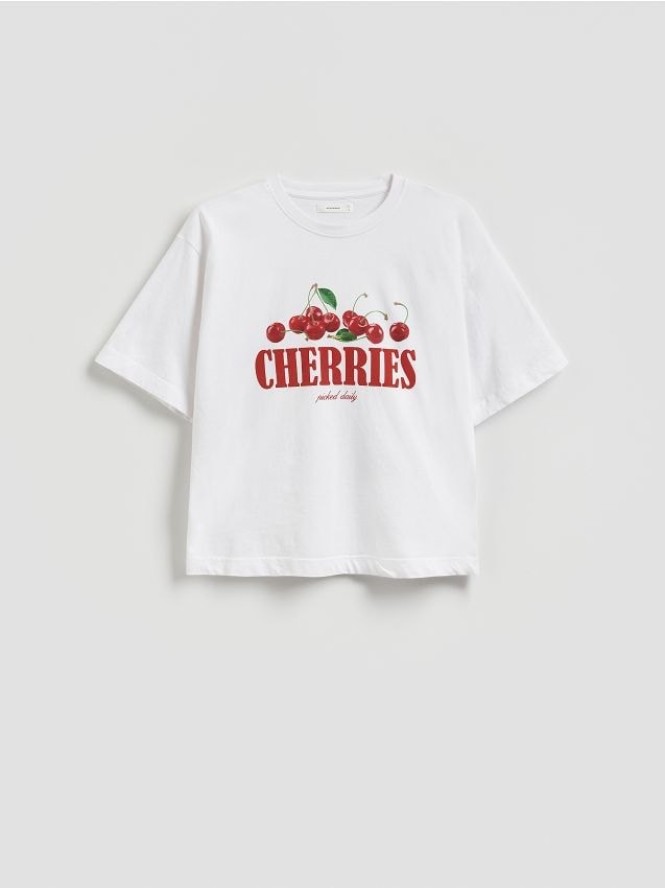 Bawełniany t-shirt oversize - biały