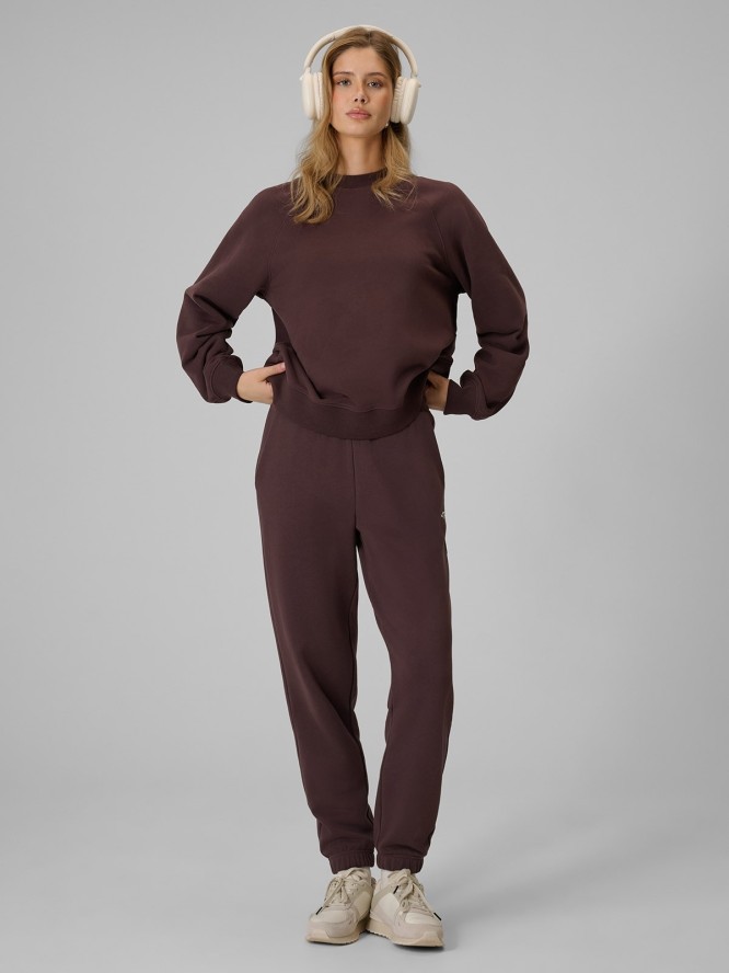 4F Bluza dresowa loose bez kaptura damska - brązowa L