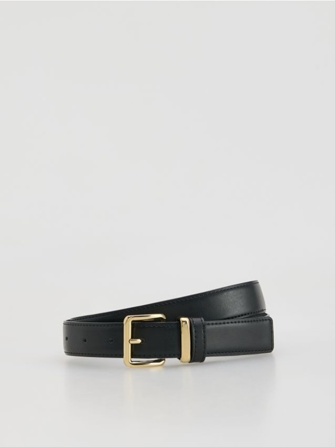 Pasek z łączonych materiałów - czarny