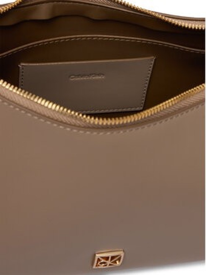 Calvin Klein Torebka Emblem Hw Lthr Shoulder Bag LV04F3262G Beżowy