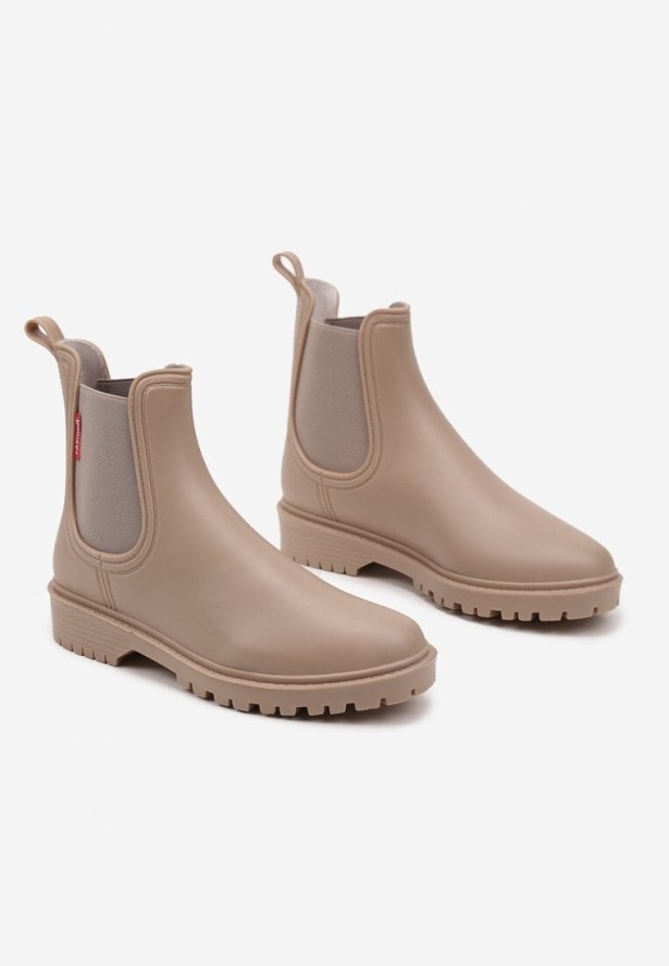 Ciemnobeżowe Kalosze z Elastyczną Wstawką Erlexia