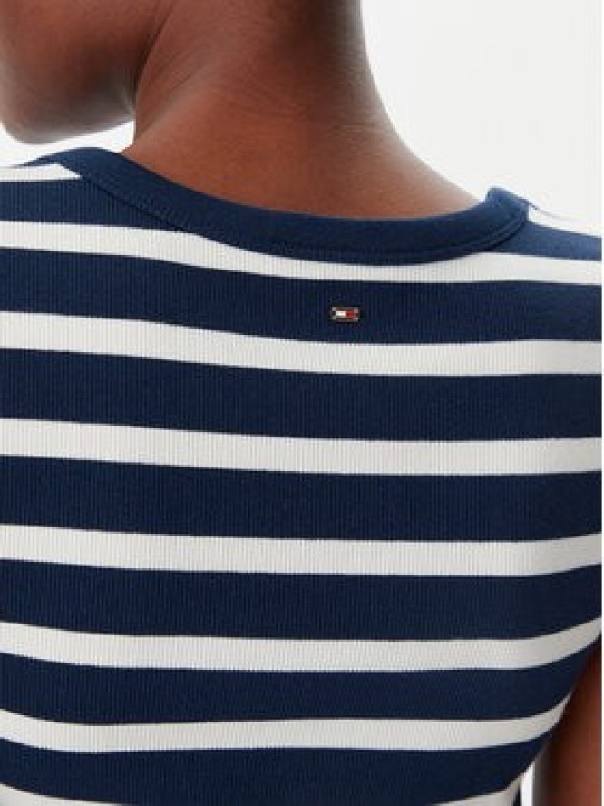 Tommy Hilfiger Sukienka codzienna Henley WW0WW43864 Granatowy Slim Fit