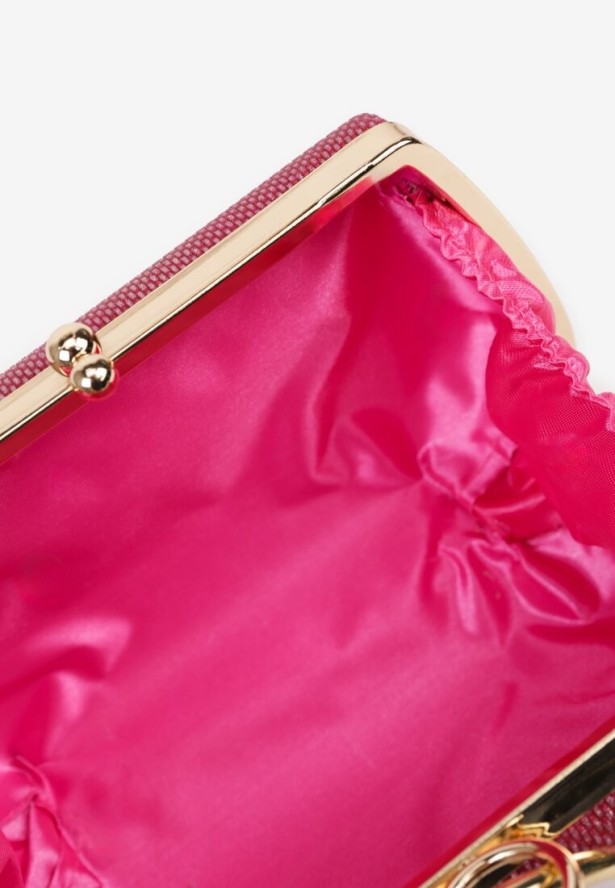 Różowa Torebka Typu Kopertówka Ozdobiona Okrągłym Uchwytem Tolarania