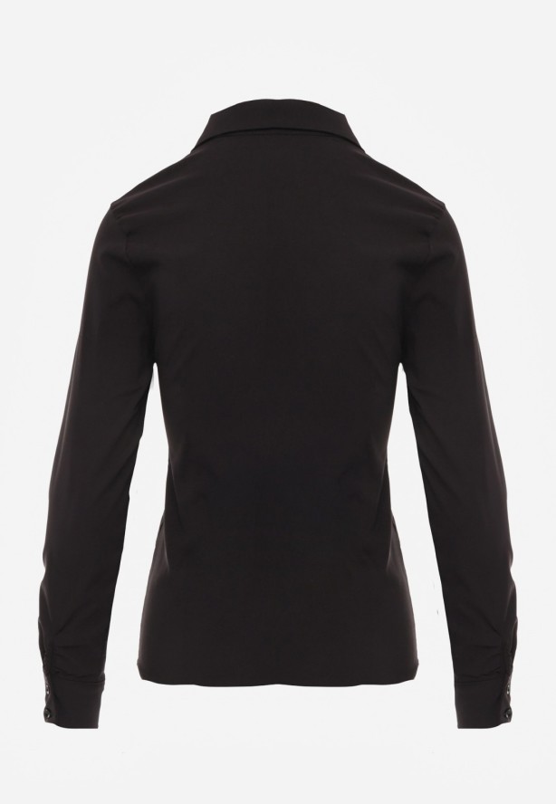 Czarna Gładka Koszula Zapinana na Guziki Hejora