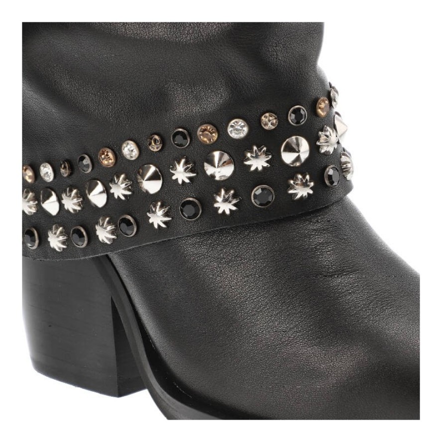 Czarne Kowbojki Eleganckie Obuwie Damskie