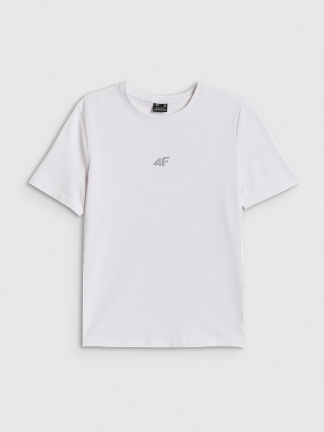 4F T-shirt regular gładki damski - biały L