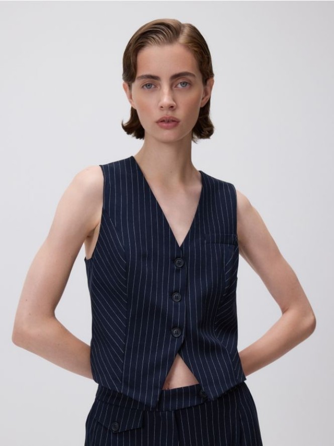 Kamizelka w paski - granatowy