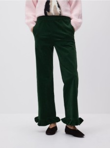 Spodnie z falbanką - ciemnozielony