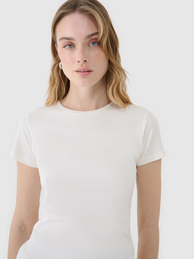 4F T-shirt slim z modalem damski - biały XXL