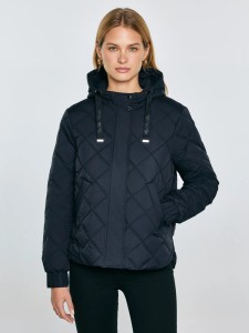 Kurtka damska pikowana z kapturem czarna Wynterina 906