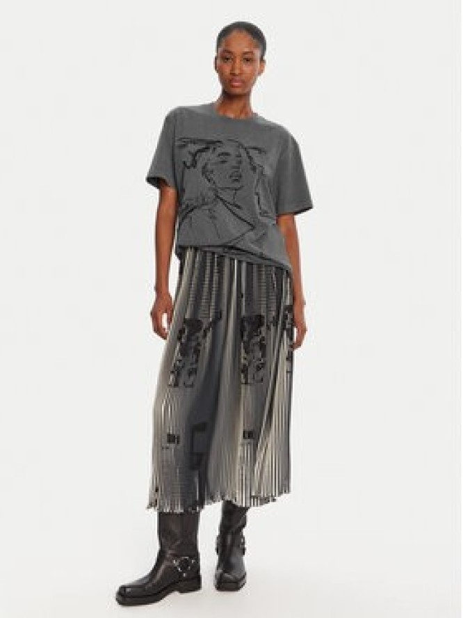 Desigual T-Shirt Budapest 25WWTK47 Szary Regular Fit