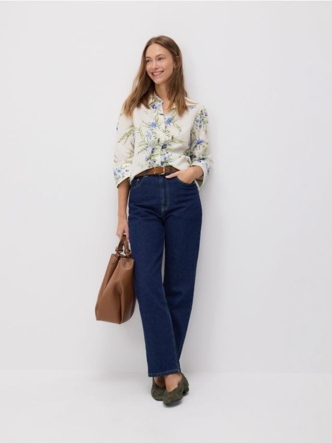 Wzorzysta koszula z bawełny - wielobarwny